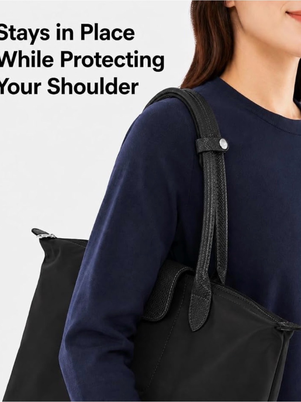 Leather Shoulder Strap Pad Compatible with Longchamp Le Pliage Tote - Picture 2 of 7